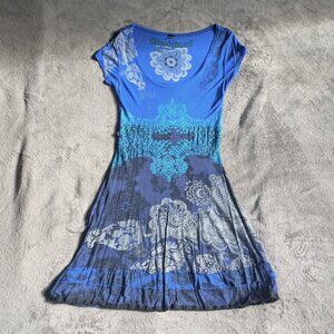 Desigual Blue and Black Patterned Dress